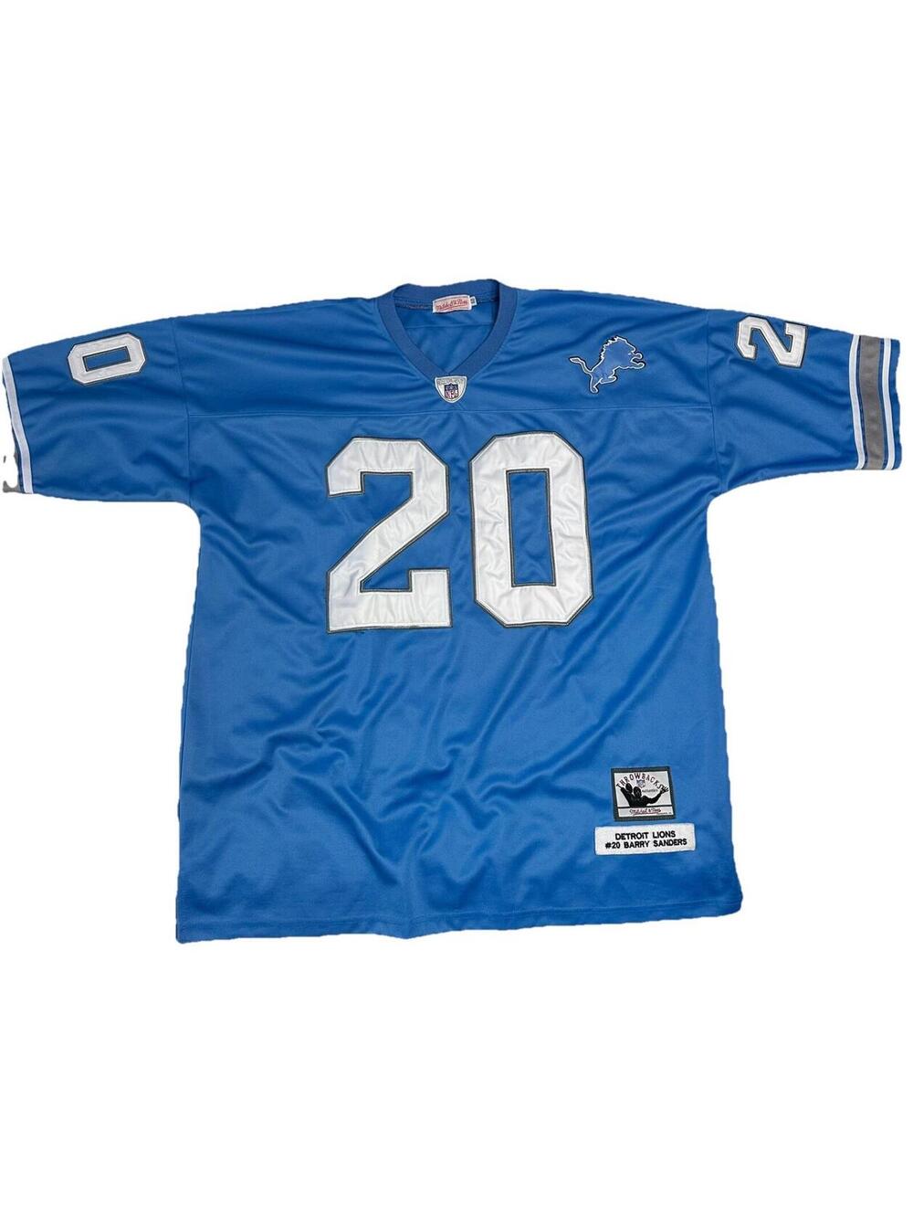 Mitchell & Ness Detroit Lions Barry Sanders #20 Throwback NFL Jersey Blue Sz 60